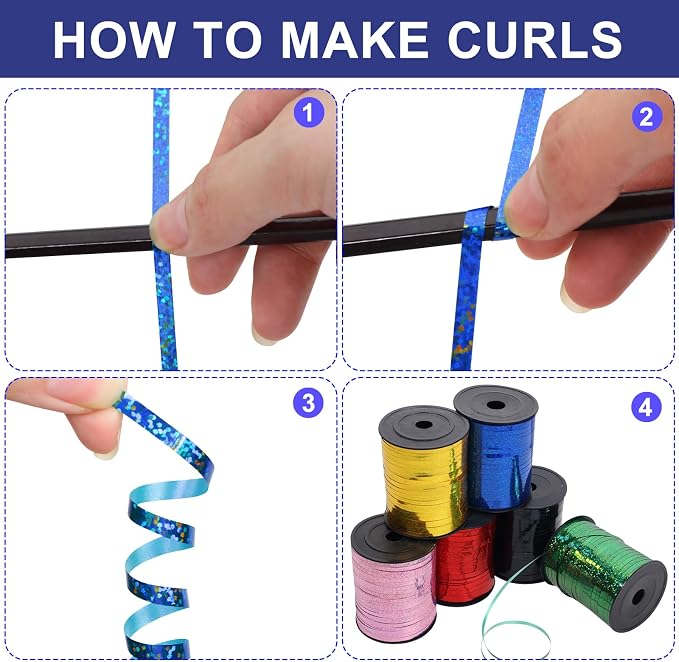 500 Yards Blue Ribbon ,Metallic Shiny Curling Ribbon use - Image 9