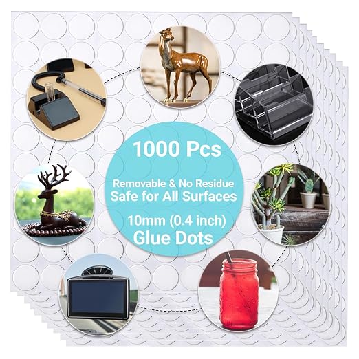 1000 Packs Double Sided Sticky Dots, 10mm Clear Removable Dot Glue, Strong Hold - Image 7