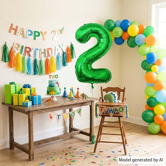 Green Number 2 Balloon 40 Inch, Foil Numeral Double Joyful Green Parties | - Image 7