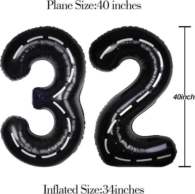 Race Car 40 Inch Black 32 Big Large Helium Balloon Number 0-9 | Track Giant - Image 6
