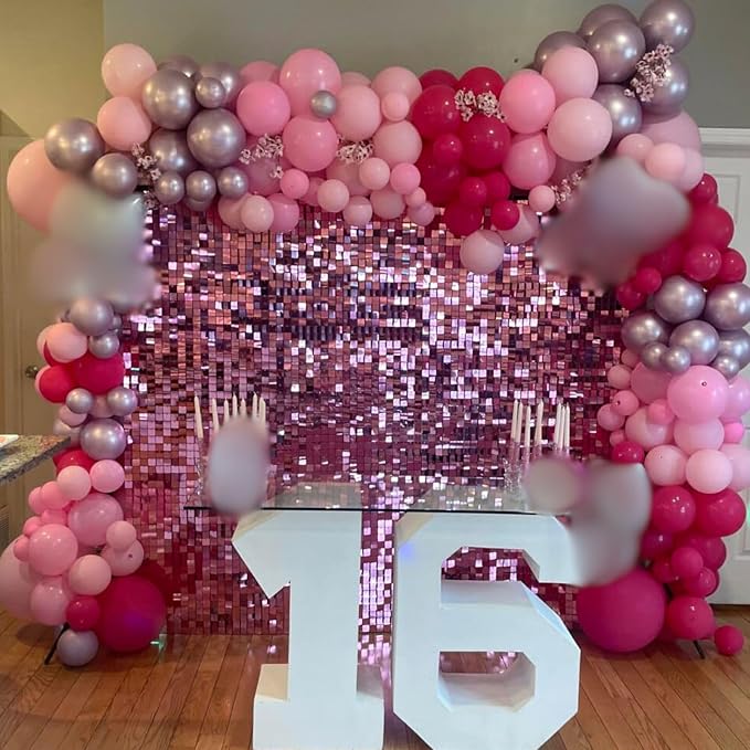 Pink Balloons Set 12 Inch Hot Pink and White Balloons 35 Pcs Rose Red Light - Image 9