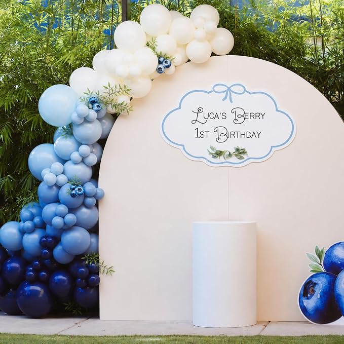 Blue White Balloon Arch Kit for Blueberry Baby Shower Birthday Decorations | - Image 7