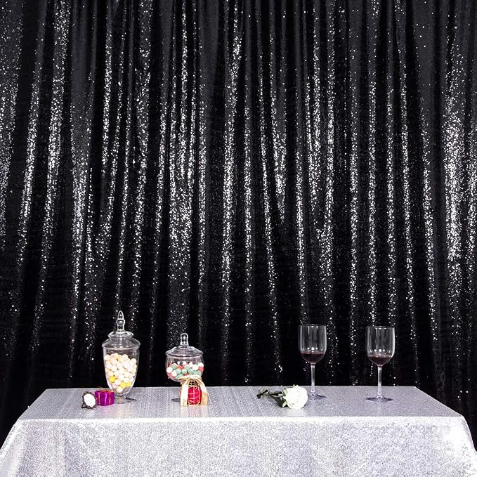 SquarePie 6x8ft Black Sequin Backdrop, High Density Non-Transparent Glitter - Image 9
