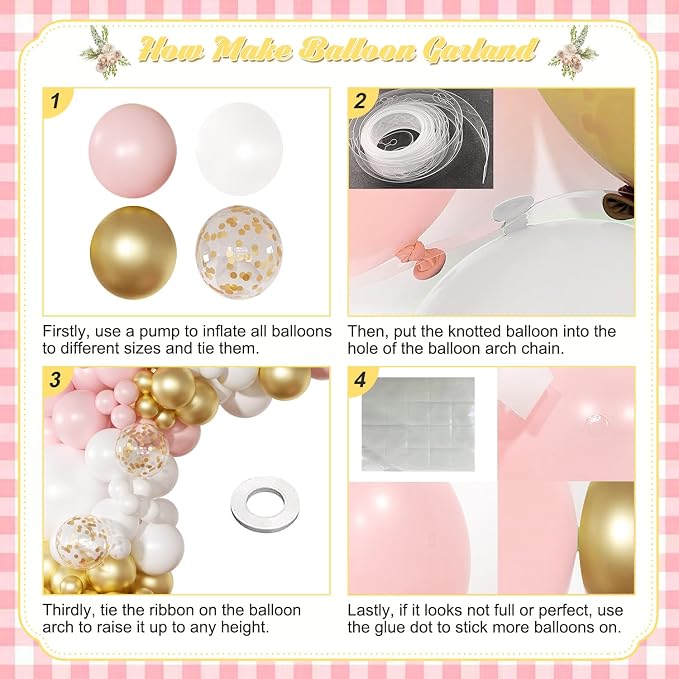 Pink White Gold Balloon Arch Kit, Bridal Shower & Party Decorations - Image 7