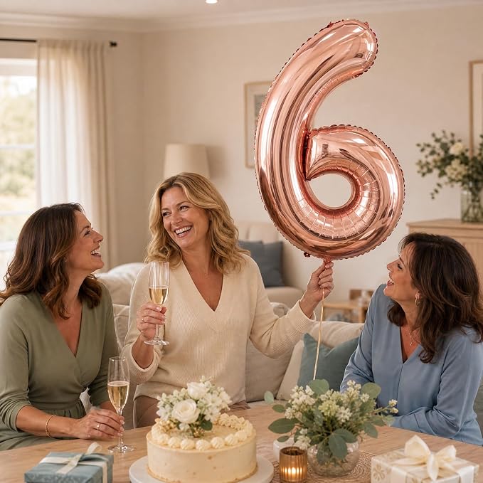 40 Inch Rose Gold Number 6 Balloon, Giant Number Balloons, Birthday Decor | - Image 5