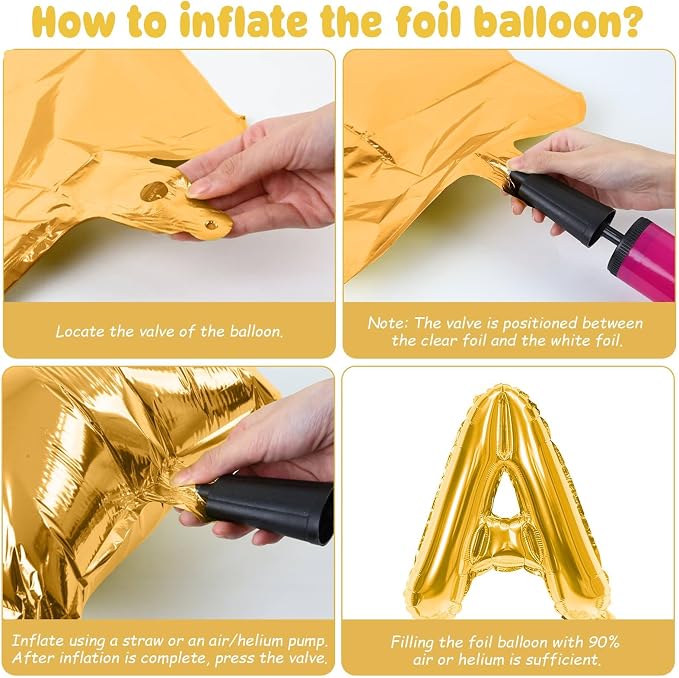 29PC Gold Happy Birthday Balloon Banner, 16 Inch 3D Aluminum Letter Banner Sign - Image 6