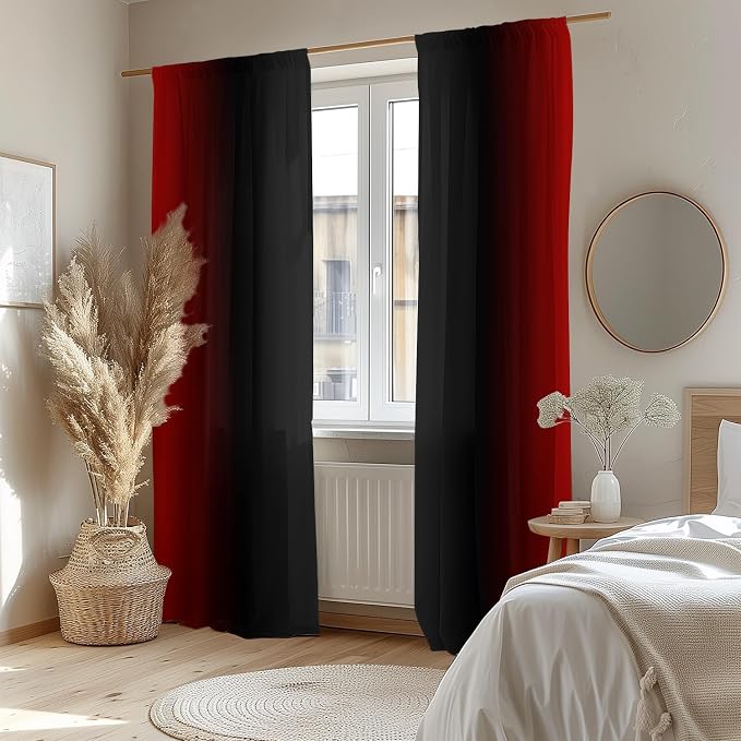 Red and Black Ombre Curtains 72 inches Length - Image 7