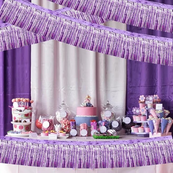 BEISHIDA Light Purple Fringe Garland Banner 30ft Wall Tinsel Foil Streamers | - Image 6