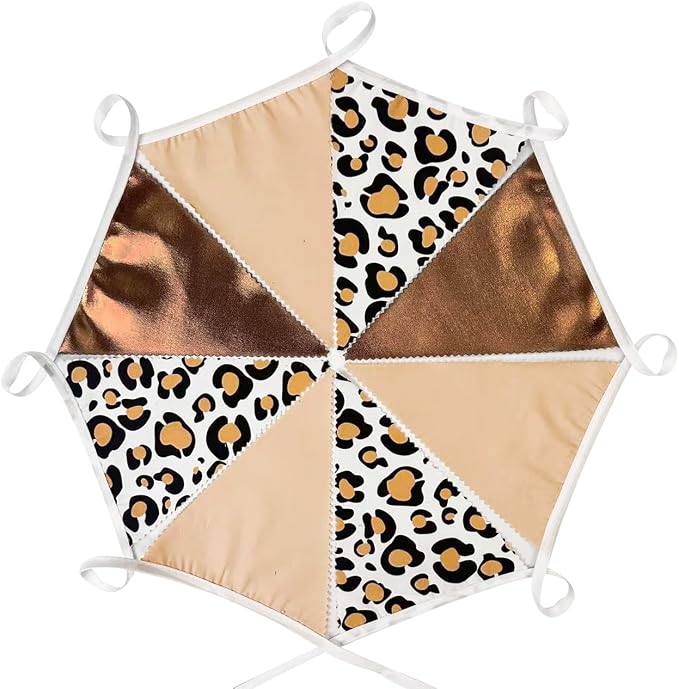 32Ft Leopard Party Decorations Metallic Brown Leopard Triangle Banner Flag - Image 7