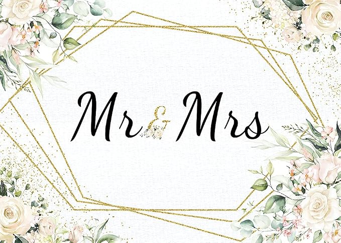 Mrs White Floral Bridal Shower Backdrop Mrs Wedding Theme Photo Backgrounds - Image 7