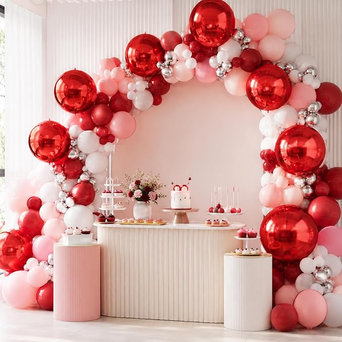 10Pcs Red Round Foil Balloons, Metallic Red Foil Baloon - Image 8