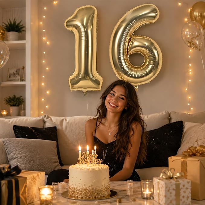 Champagne Gold 16th Birthday Balloons - Image 7