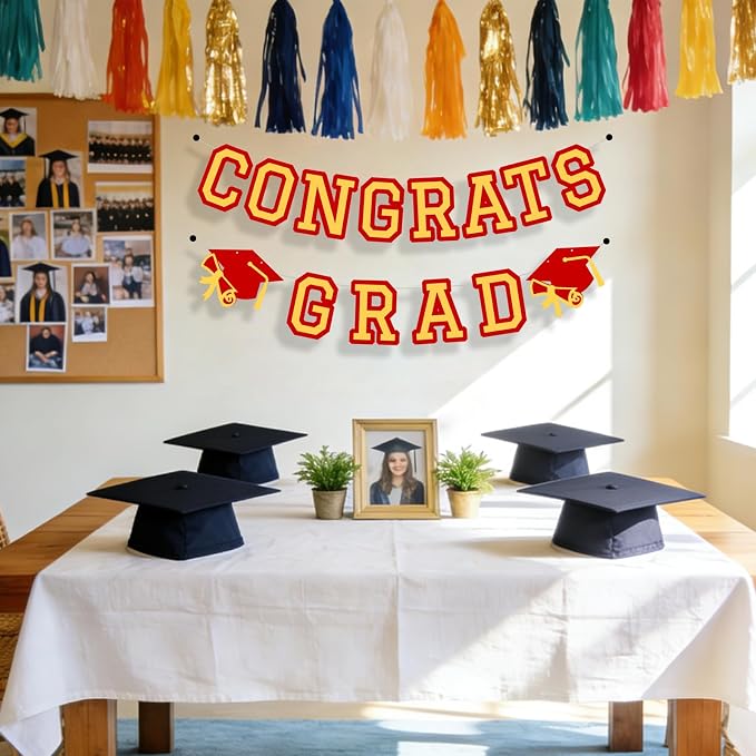 Congrats Grad Banner Graduation Party Banner Decoration Hanging Garland High - Image 4