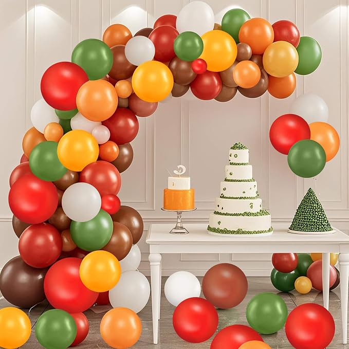 Orange Red Yellow Green Brown Latex Thanksgiving Balloons 45ct 12in | Latex - Image 7