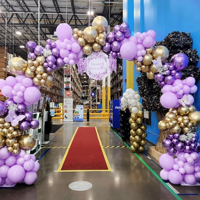 MEBAY Purple and Gold Balloons Arch Kit - Image 7
