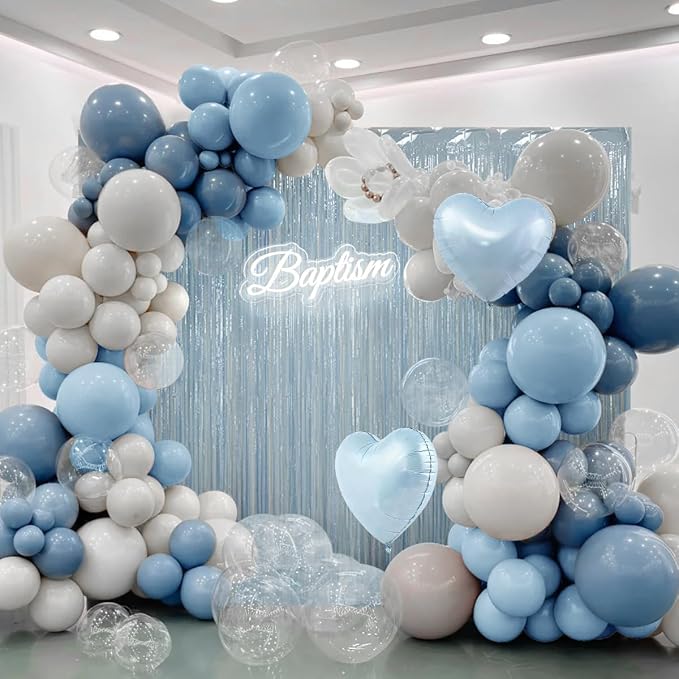 157PCS Pastel Blue and White Balloons Garland Arch Kit - Image 7