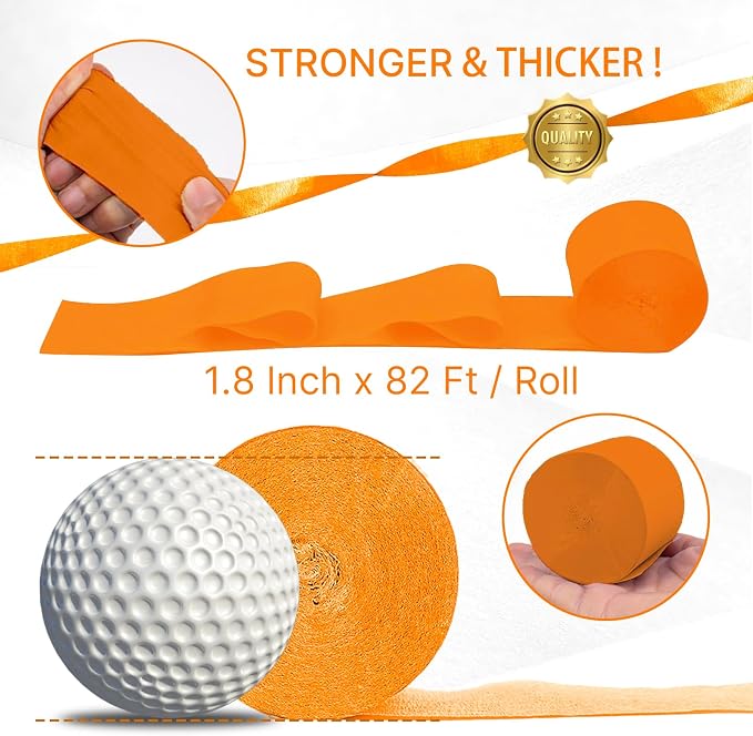 PartyWoo Yellow Pastel Orange Crepe Paper Streamers 6 Rolls 492 FT | Graduation - Image 6