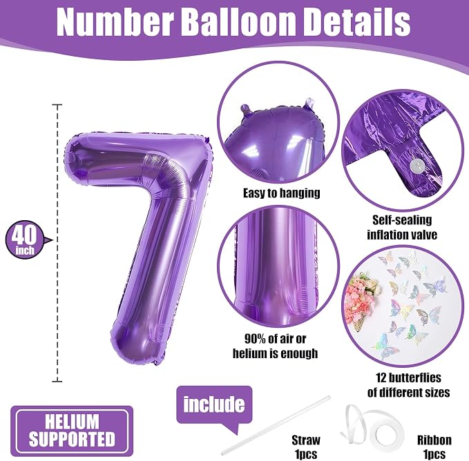40 Inch Purple Number 7 Balloon - Image 2