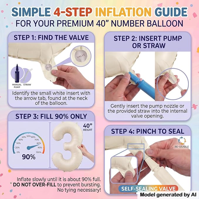 40 Inch Cream Foil Number 2 Balloon - Image 5