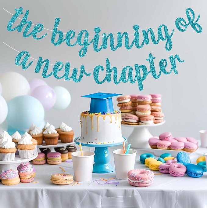 BEISHIDA Lake Blue Pre-Strung Glitter The Beginning of A New Chapter Banner | - Image 5