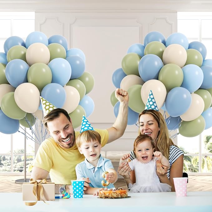 60pcs Blue and Green Balloons 12inch - Image 8