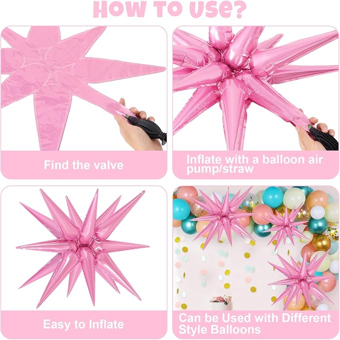 10 Pcs Star Balloons Explosion Balloons Foil Cone Balloon Magic - Image 7