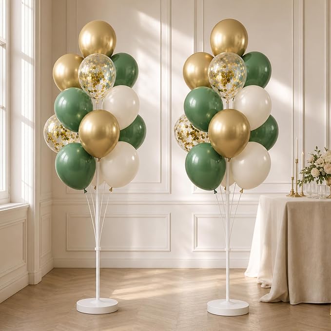 Sage Green Gold Balloon Column Stand Kit - Image 8