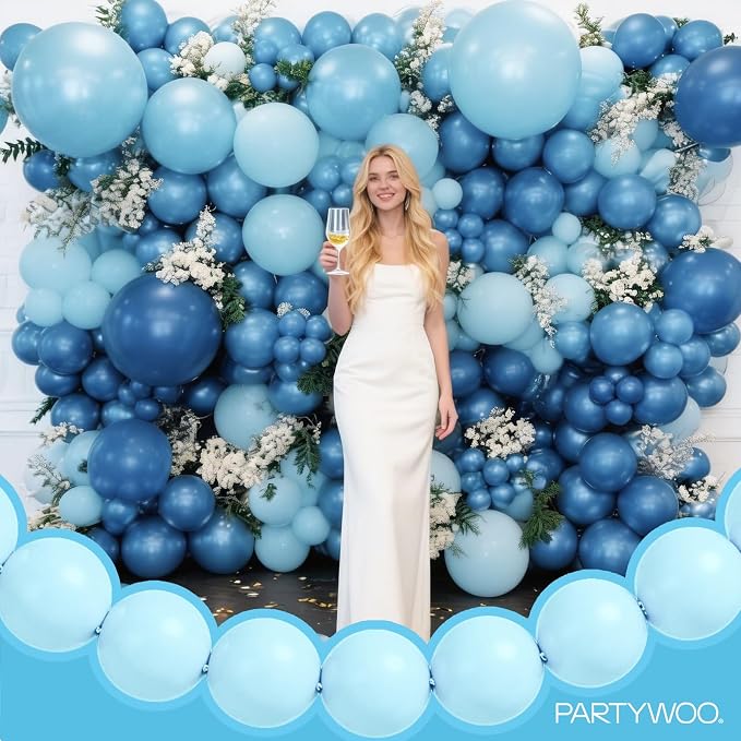 PartyWoo Baby Blue Linking Balloons 100pcs 6 Inch Blue Link Balloons | - Image 8