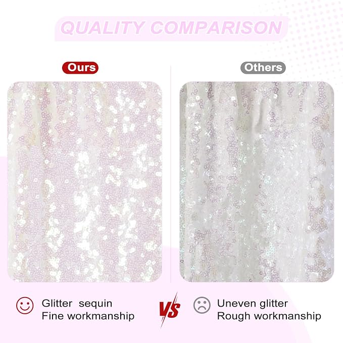 PartyDelight Iridescent White Sequin Backdrop 10x10ft Shimmer Photo Curtain | 4 - Image 8