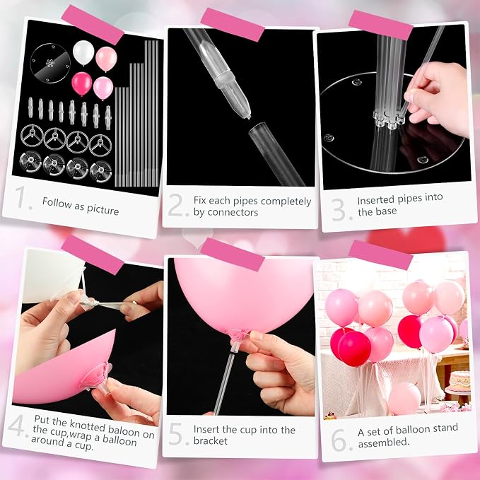 Gejoy 4 Set Pink Balloon Stand Kits - Image 6