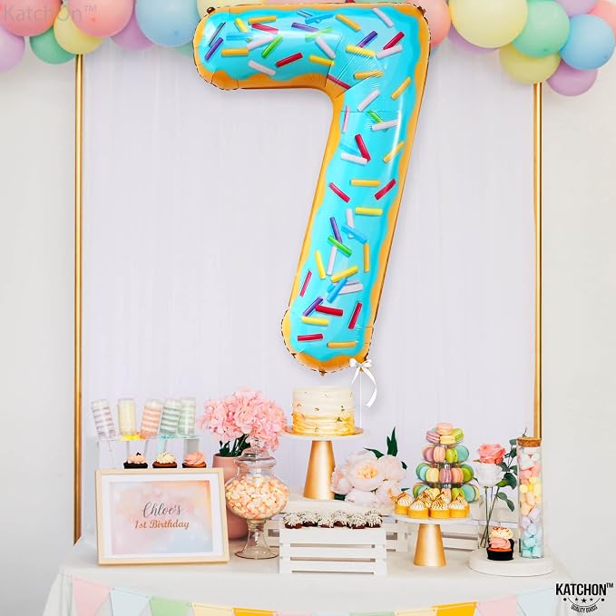 KatchOn Donut Number 7 Balloon 40 Inch, 7 Birthday Balloon | Party Decorations - Image 9