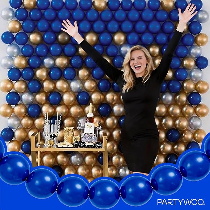 PartyWoo Royal Blue Linking Balloons 100pcs 6 Inch Dark Blue Link Balloons | - Image 8