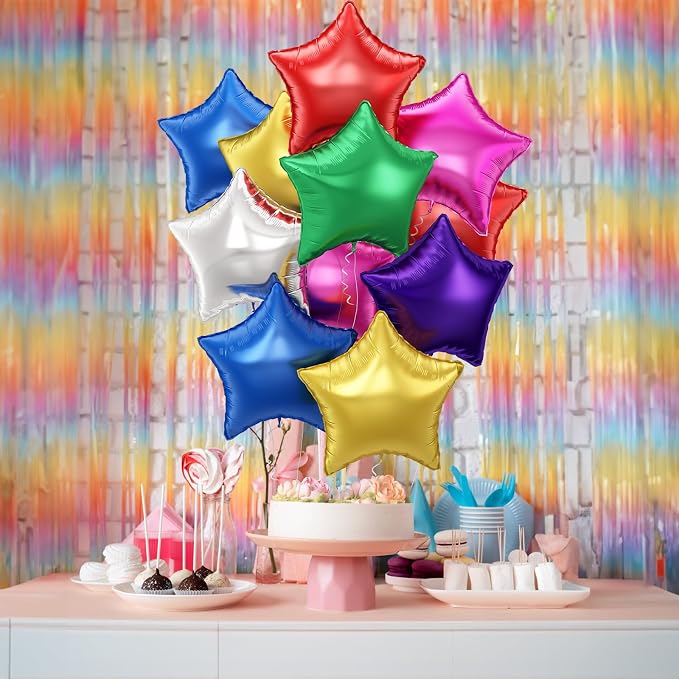 Colorful Star Foil Balloons, 18 Inch 14 Pcs Mixed Stars Shape Mylar Helium - Image 7