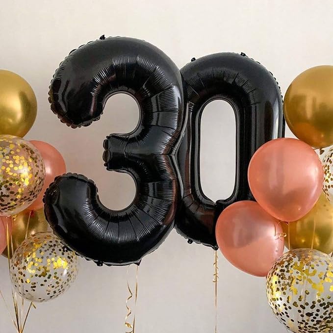 40 Inch Black 30 Number Balloons Giant Jumbo Huge 30 Foil Mylar Helium Number - Image 7