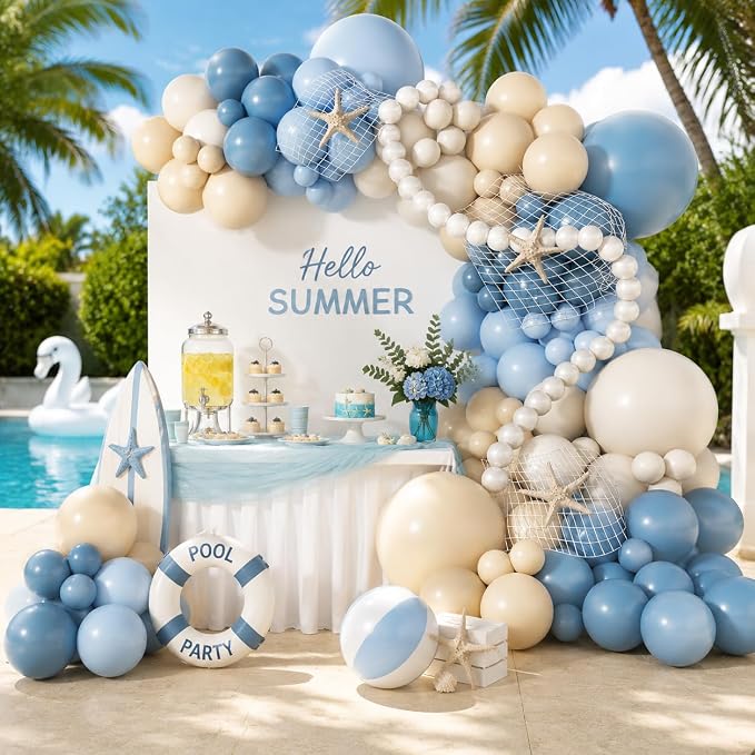 174PCS Blue and White Balloon Arch Kit, Ocean Theme Balloon Garland Kit - Image 7