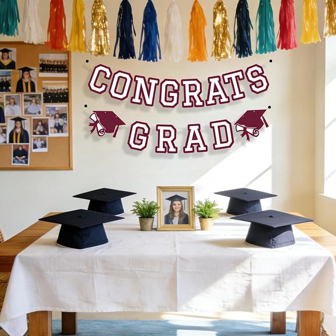 Congrats Grad Banner Graduation Party Banner Decoration Hanging Garland High - Image 4