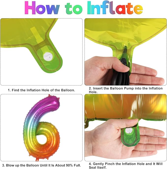 Rainbow Number 6 Balloon 40 Inch, Big Large Foil Number Balloons, Gradient - Image 7