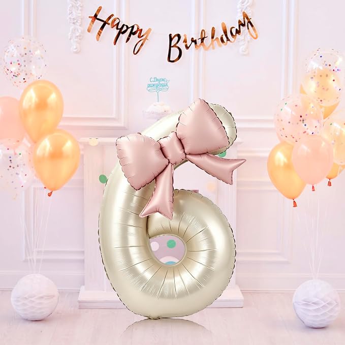 40 Inch Cream Number 6 Balloon - Image 7