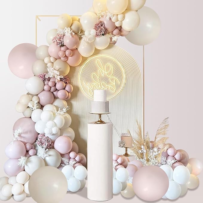 Dusty Pink Sand White Ballloons Arch Kit, Party Decor | Light Retro Pink Beige - Image 7