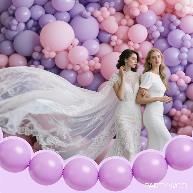 PartyWoo Lavender Linking Balloons 100pcs 12 Inch Purple Link Balloons | - Image 8