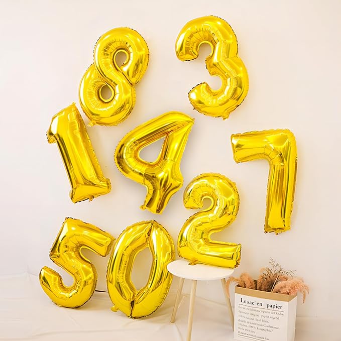 Gold Number Balloons Birthday Balloons - Image 5