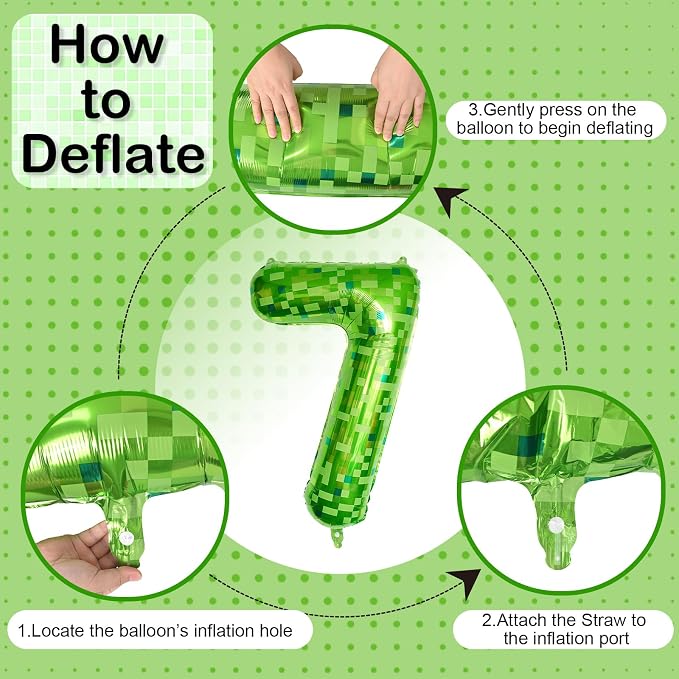 40 Inch Green Pixel Number 7 Balloon - Image 9