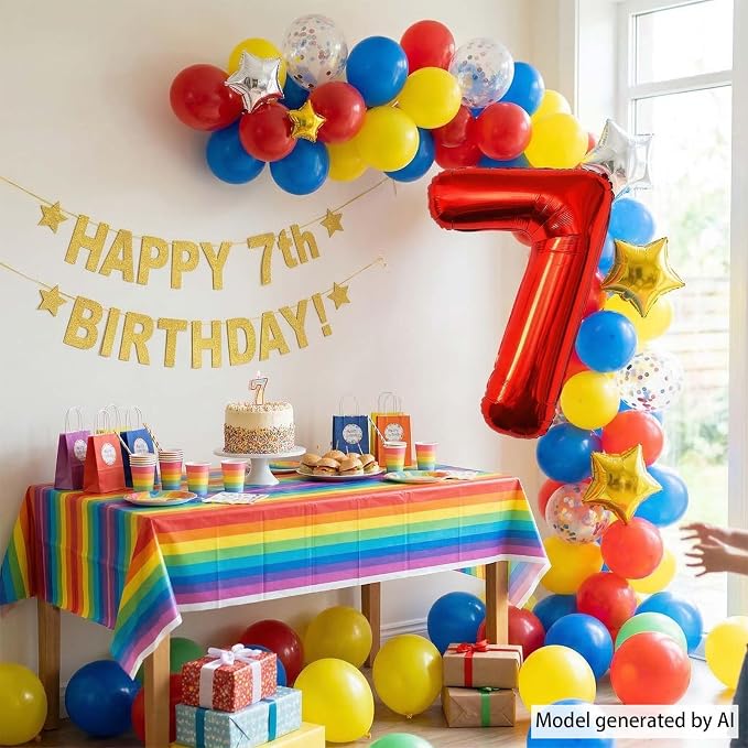 Red Number 7 Balloon 40 Inch, Foil Numeral - Image 7