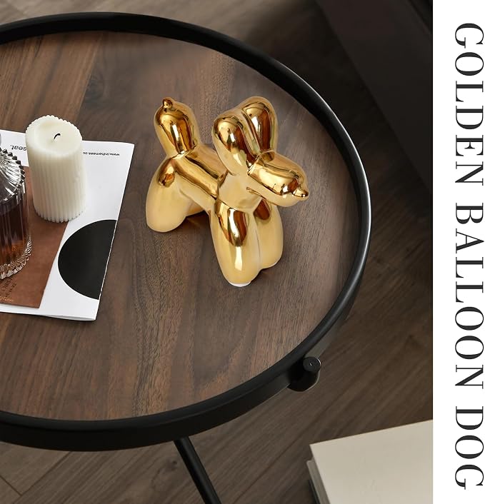 Notakia Large Golden Cute Ceramics Balloon Dog Statue Crafts Living Room - Image 9