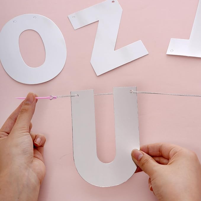 DIY Banner Kit with Letters Bright Silver Customizable Birthday Banners - Image 7