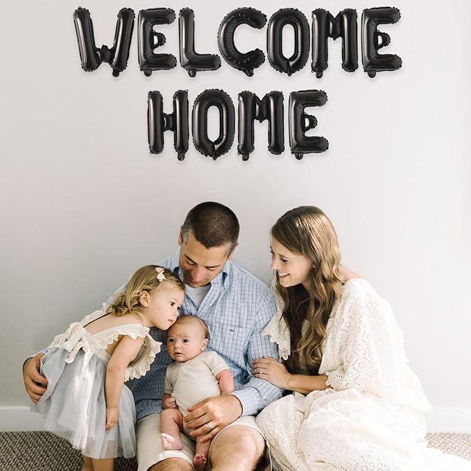 2 Set 22Pcs Black WELCOME HOME Letter Balloons 16in Balloon Foil Letter - Image 7