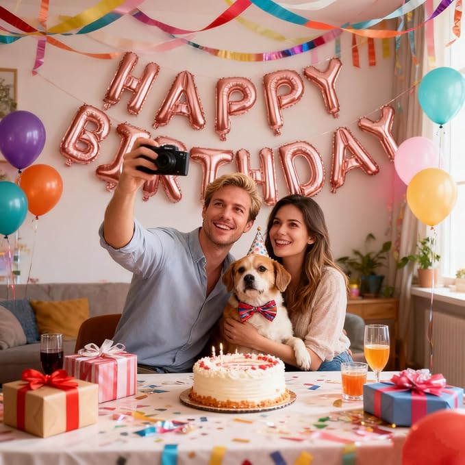 16" Happy Birthday Foil Letter Balloons Banner Set | Alphabet Balloons - Image 6
