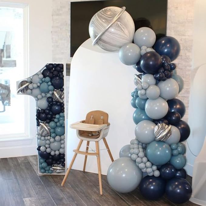 Dusty Blue Grey Balloons Garland Arch Kit, Slate Dark Dusty Petrol Blue Balloon - Image 7