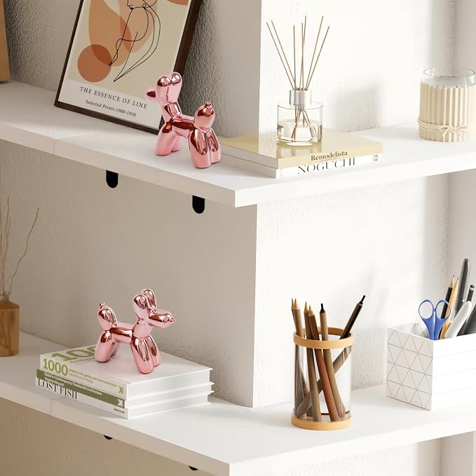 Notakia Cute Ceramics Pink Balloon Dog Statue Crafts Living Room Desktop - Image 9