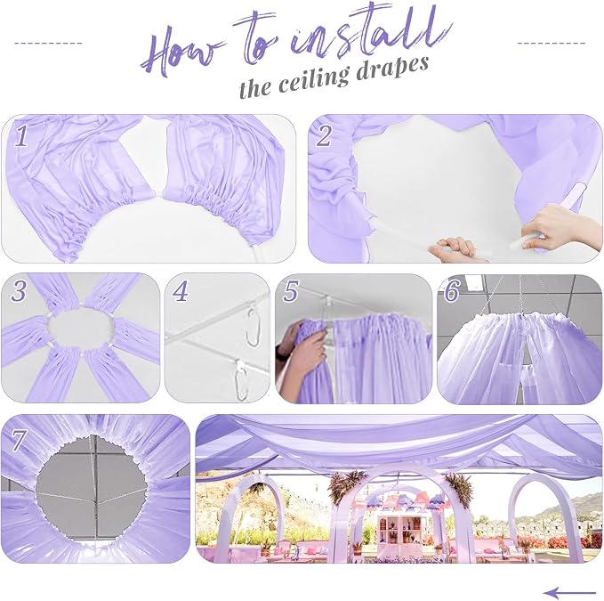 Purple Ceiling Drapes for Wedding 5ftx10ft Arch Draping Fabric Sheer Curtains - Image 7